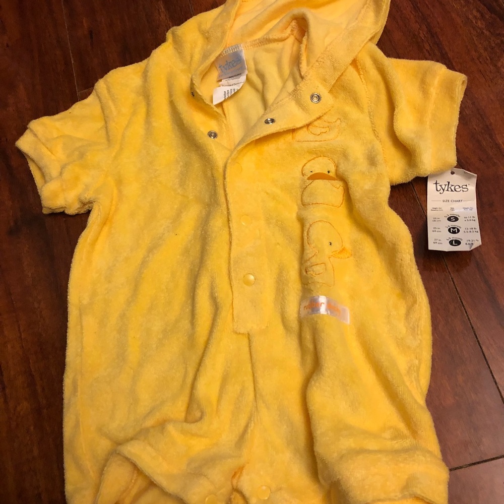 Baby duck terry cloth bath romper